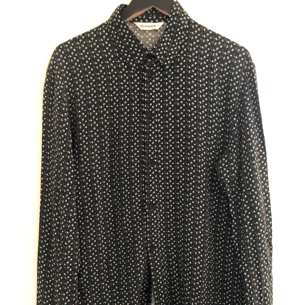 Eleven Paris Blue Floral All over print Button up